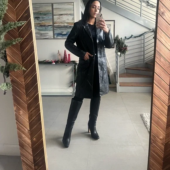 Vintage Emma James Liz Claiborne Leather trench coat - Picture 1 of 8